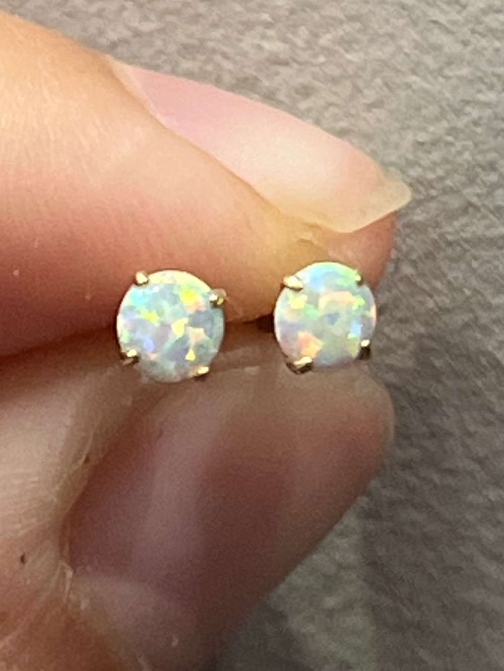 Opal Round Stud Earrings